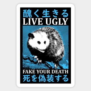 Live Ugly Opossum Japanese Magnet